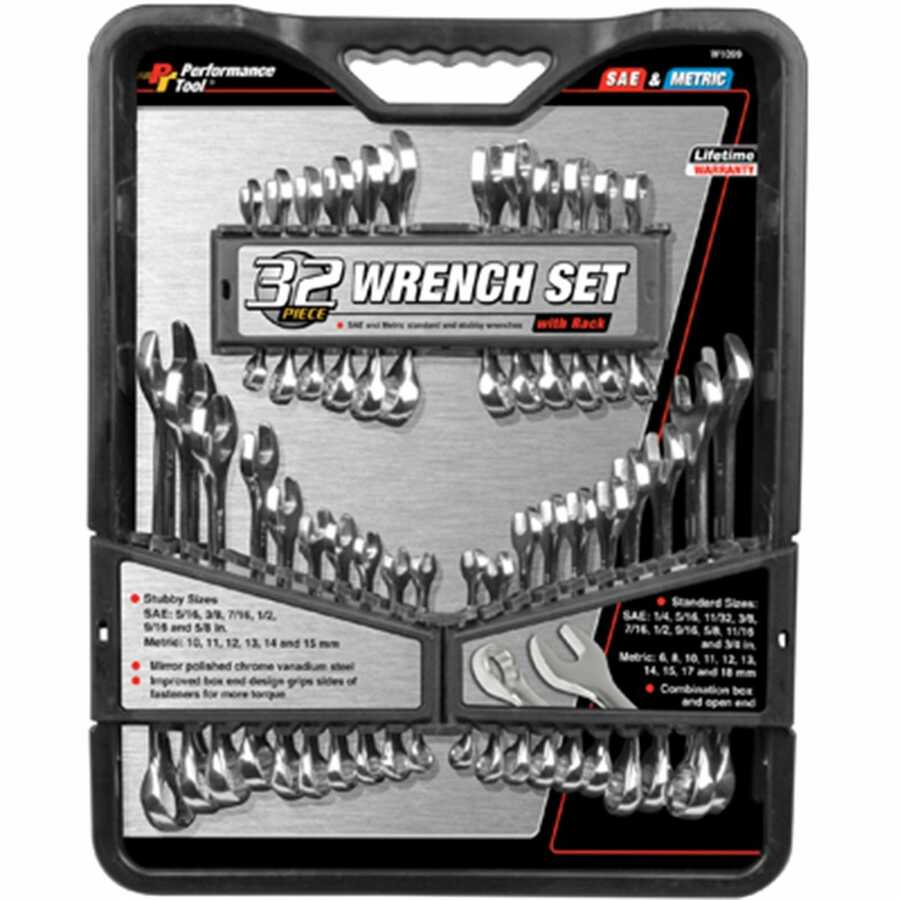 32pc SAE & Met Wrench Set