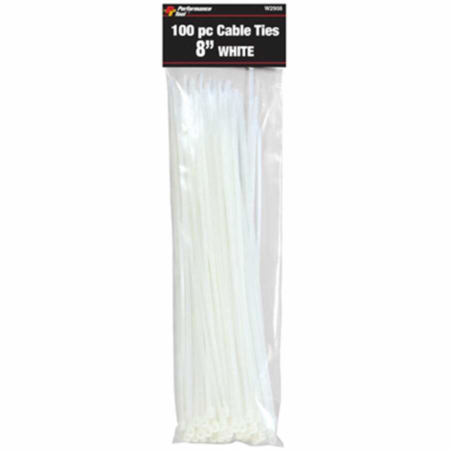 100 Pc 8" Cable Tie Set White