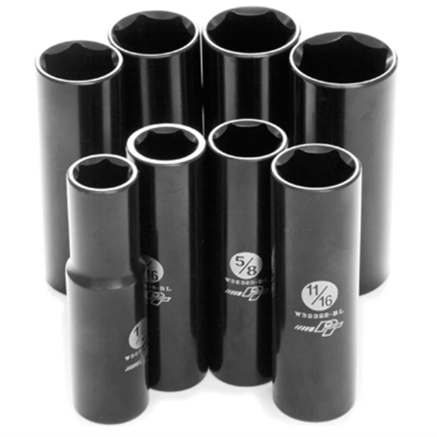 8 Pc 1/2'' Dr SAE Black Laser