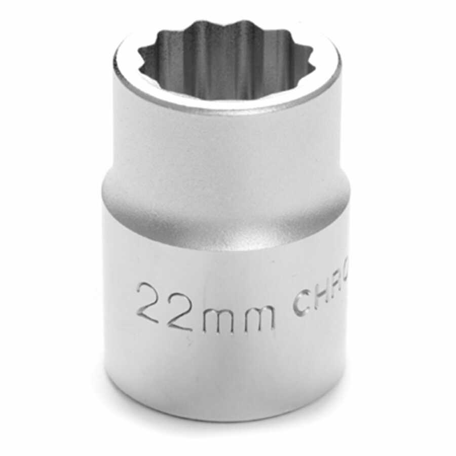 Performance Tool 3/4" Drive 12pt 22mm Chrome Socket