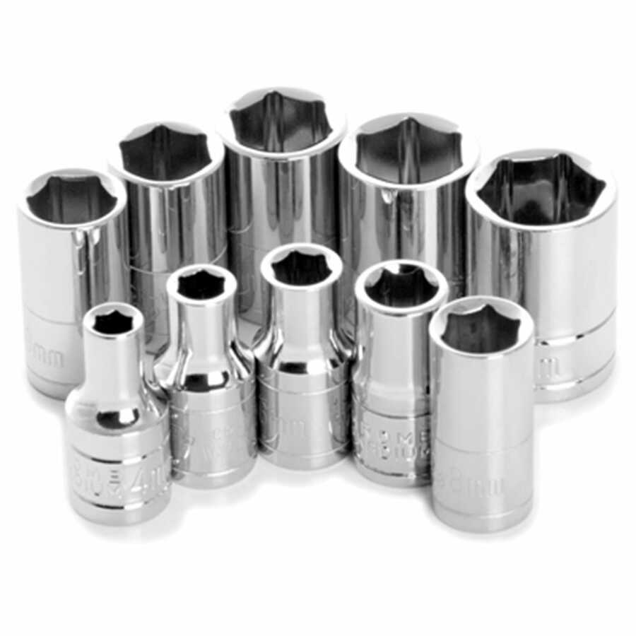 10 Pc 1/4" Dr 6pt MM Skt Set