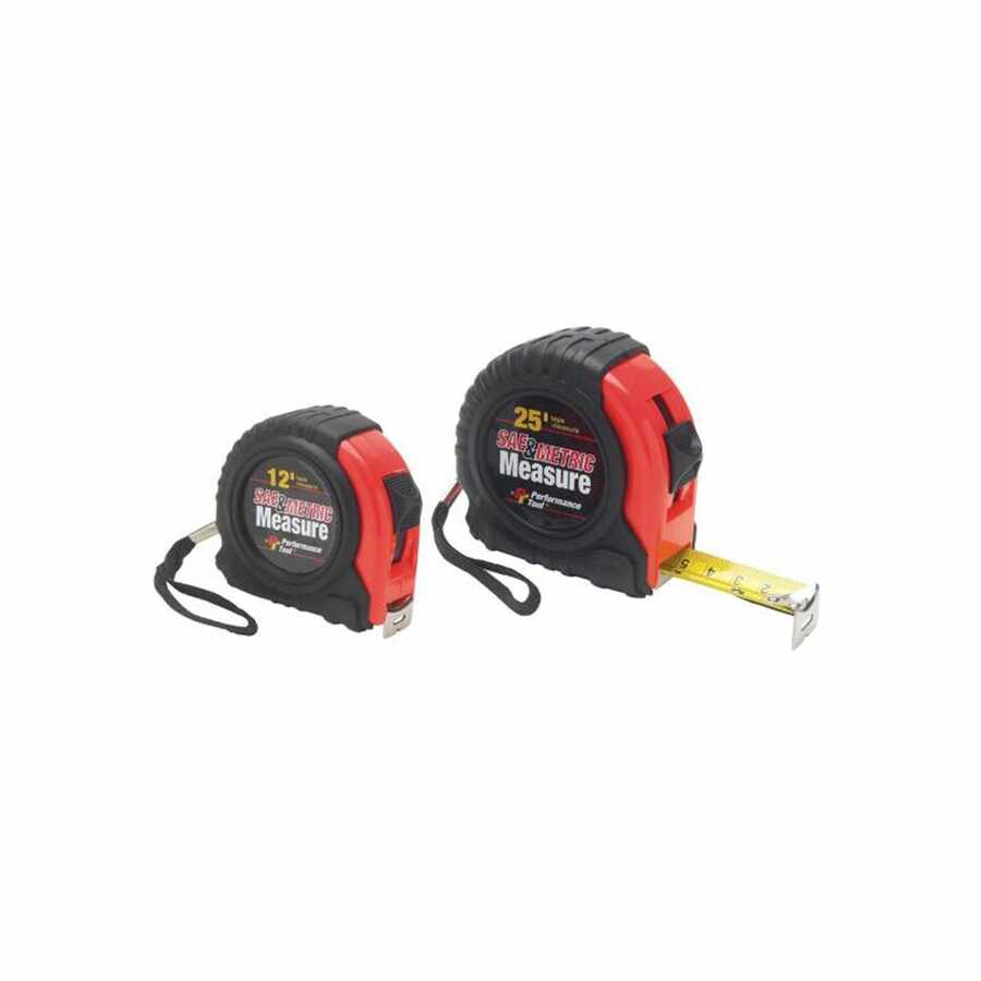 2PC SAE & METRIC TAPE MEASURE