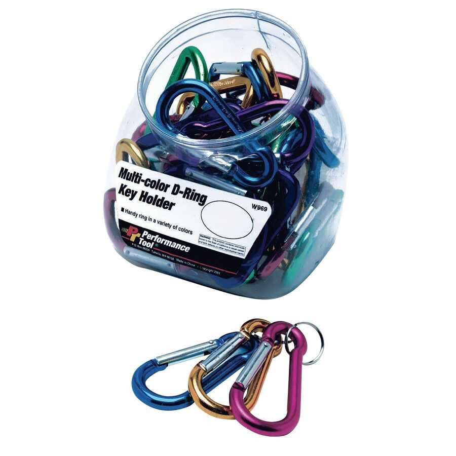 Multi-Color D-Ring Key Holders - 30 Individual Pcs