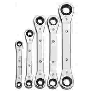 5 pc SAE Double Head Ratcheting Box Wrench Set...