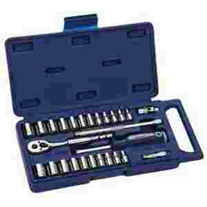 1/4 In Dr SAE/Metric 6-Pt Socket & Drive Tool Set - 27-Pc