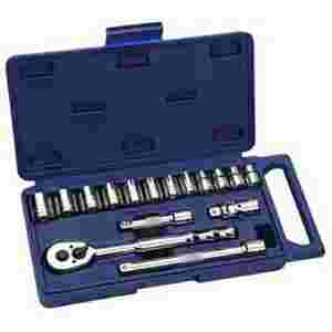 3/8 In Dr 6-Pt Metric Socket & Drive Tool Set - 16-Pc