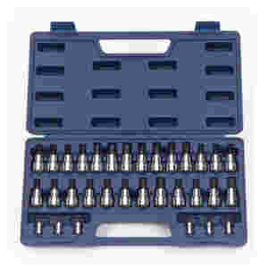 32 pc 1/4" & 3/8" Drive -Point SAE & Metric Bit Bi...