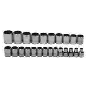 24 pc 1/2" Drive 12-Point Metric Shallow Socket Se...