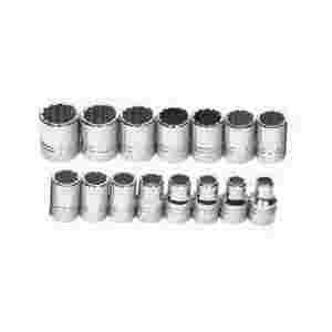 15 pc 1/2" Drive 12-Point Metric Shallow Socket Se...