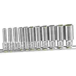 11 Pc 1/4" Drive Metric Deep Hand Socket Set 12 Pt...