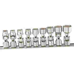 9 Pc 1/4" Drive Metric Universal Hand Socket Set 12 Pt