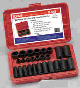 3/8" Drive Fractional SAE Impact Socket Set 26 Pc...