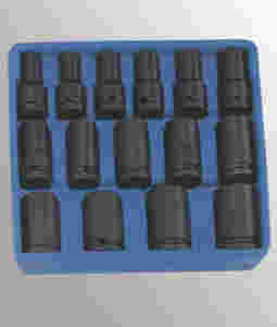 15 Pc 1/2" Drive Metric Deep Thin Wall Impact Socket Set 12 Pt