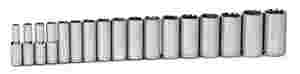 17 pc 1/2" Drive 12-Point Metric Deep Socket Set o...