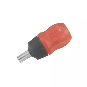 Stubby Handle Ratcheting Screwdriver with Quick Re