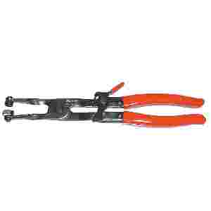 Hose Clip Pliers with Ratchet Locking Mechanism, Straight