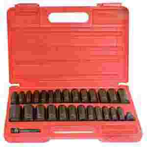 3/8 In Dr Impact Socket Set - Deep Metric SAE - 28...