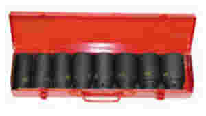 3/8 In Dr 6 Pt Standard Metric Impact Socket Set - 8-Pc