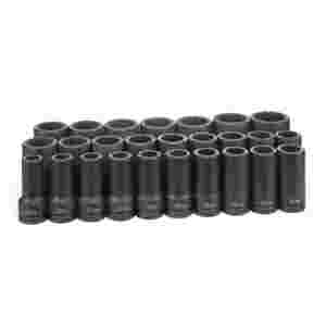 3/4 In Dr Deep Metric 12 Pt Impact Socket Set - 26-Pc