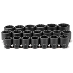 1 Inch Drive Deep Length Metric 12 Pt Impact Socket Set 20 Pc 45