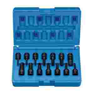 1/4'' Drive Fractional & Metric Hex Driver Set - 14-Pc
