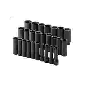 1/2 In Drive 6 Pt Deep Metric Impact Socket Set - ...