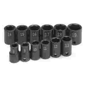 3/8 In Dr 12-Pc 6-Pt Std Metric Impact Socket Set...