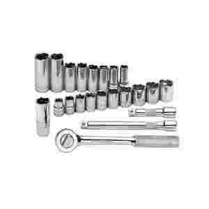 3/8 In Dr 6 Pt Metric Socket Set - 22 Piece