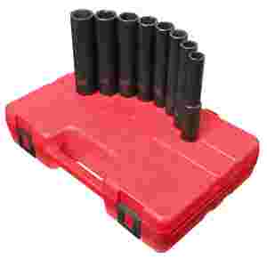 1/2 Inch Drive Extra Deep SAE Impact Socket Set 8 Pc