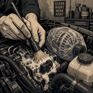 Engine Bay Detailing for Technicians: Safe Degreasing, Dilution Ratios, and Dressing Tips